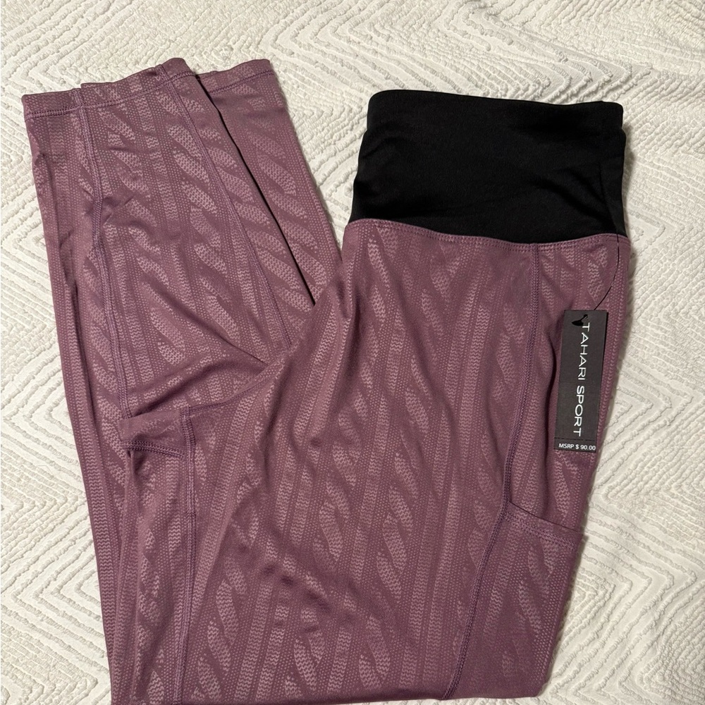 Tahari Sport Mauve and Black Leggings